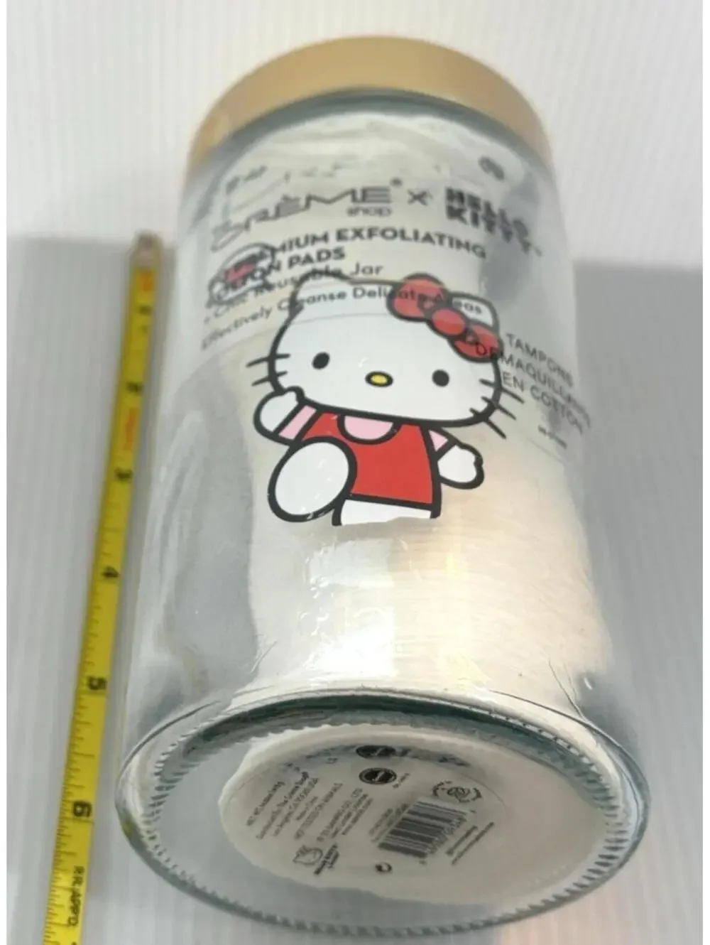 The Crème Shop x Hello Kitty Exfoliating Cotton Pads in Reusable Glass Jar